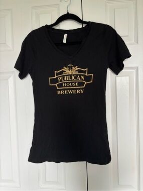 Women's Black V-Neck Logo Tee
